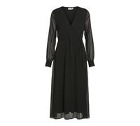 Vila VIFALIA Noos Robe midi à col en V L/S, Noir, 44