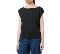 Vila Vifiara Boat Neck S/S Knot Top Chemisier à Manches Courtes, Black Beauty, M Femmes