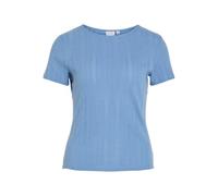 Vila Vikassie S/S Pointelle Top-Noos, Bleu Ciel, XL Femmes