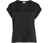 VILA VILA Black Short Sleeve Satin and Jersey Top