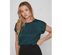 VILA VILA Green Short Sleeve Satin and Jersey Top