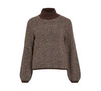 Vila Vilory High Neck L/S Knit Top-Noos Pull-Over, Café/Motif : mélange éggnog, S Femme