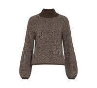 Vila Vilory High Neck L/S Knit Top-Noos Pull-Over, Café/Motif : mélange éggnog, XS Femme