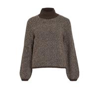 Vila Vilory High Neck L/S Knit Top-Noos Pull-Over, Café/Motif : mélange éggnog, XXL Femme