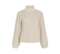 Vila Vilory High Neck L/S Knit Top-Noos Pull-Over, Eggnog/Motif : mélange Naturel, M Femme
