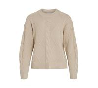 Vila Vilou O-Neck L/S Cable Knit Top-Noos Pull-Over, Beige, L Femme