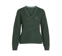 Vila Vilou Rev V-Neck L/S Lace Knit Top-Noos Pull-Over, Pineneedle, XS Femme