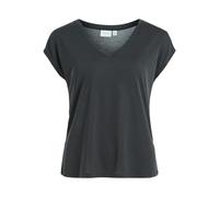 Vila Vimodala V-Neck S/S Top-Noos Couleur Unie-Jersey-Manches Quart-Normal, Noir, XS Femmes