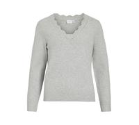 Vila Vinikolina Noos Haut en Tricot à col en V L/S, Gris Clair chiné, M