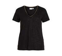 Vila Vinoel Lurex S/S Top-Noos T-Shirt, Noir, M Femme