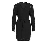 Vila Vipaulina Robe Courte à col en V L/S Mini, Noir, S Femme