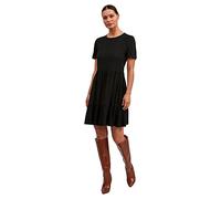 Vila Vipaya S/S Dress/Su-Noos Robe échancrée, Noir, 36 Femme