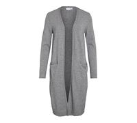 VILA Viril Long L/S Knit Cardigan-Noos, Mélange de Gris Moyen, M Femme