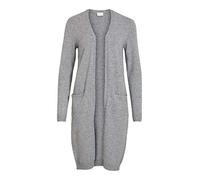 VILA Viril Long L/S Knit Cardigan-Noos, Melange Gris Moyen, S Femme