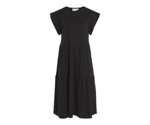 Vila Visummer S/S Midi Dress-Noos Robe, Noir, XXL Femmes
