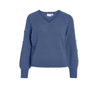 Vila Vituli L/S V-Neck Gliter Knit Top/PB, Bijou Bleu, L Femme