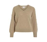 Vila Vituli L/S V-Neck Gliter Knit Top/PB, Savannah Tan, M Femme