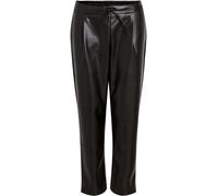 Vila Women's Nille Coated Leather Trousers Noir 16 (44) Female