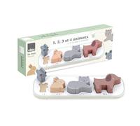 VILAC - 1, 2, 3 et 4 Animaux - Sarah Betz - Jouet Premier Age - 1 Support en Bois +10 pièces en Bois à encastrer - Jeux d'Eveil pour Enfant en Bois - Jouet pour Enfant Dès 18 Mois - 7118