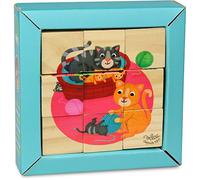 Vilac - 2406 - 9 Cubes En Bois Animaux 1 + , modèle aléatoire