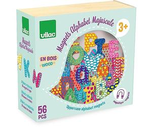 Vilac - 6702 - Magnets Alphabet Minuscule - 56 pièces - en bois - Jouet De Premier Age - A partir de 2 ans - Pour faire ses premiers mots - Formes des lettres - Amusant - Jeu d’éveil