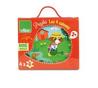 Vilac Coffret 4 puzzles en bois « Les 4 Saisons » – Jeu de logique, apprentissage saisons et couleurs