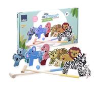 VILAC Jeu de croquet Petit Safari – 6 arceaux animaux en bois, 6 cales colorées – Dès 3 ans
