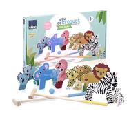 Vilac Jeu de Croquet Petit Safari Michelle Carlslund pour Enfant Dès 4 Ans | Maillets et arceaux illustrés animaux | développe précision et coordination | idéal jardin extérieur | idée cadeau ludique