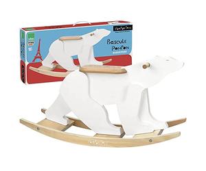 VILAC - Jeux et Jouets - Jeu en bois - Bascule Ours Pompon - Equilibre - Place Assise - Blanc - Jeu pour Enfants dès 18 mois - Fabriqué en France - 9104