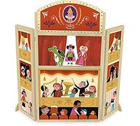 Vilac - Jouet en Bois - Mon Joli théatre Ingela P.Arrhenius - Théatre de marionnettes Pliable avec 3 marionnettes cartonnées - h: 115cm - dès 3 Ans - 7756 Multicolore