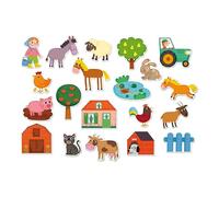 Vilac - Les magnets de la Ferme en bois - Découvre l’univers - 20 pièces aimantés - Amusant - écouvre la face collante grâce à l’aimant-Jeu éducatif fait - A partir de 2 ans -8027
