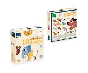 Vilac - Magnets rigolos - Ingela P. Arrhenius - Jeux Créatifs - 30 Magnets en Bois pour 10 Animaux + 1 Coffret de Rangement en Carton - Jouet en Bois - Dès 2 Ans - 7624