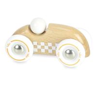 Vilac Voiture de course Mini Rallye Checkers – Bois naturel vernis, Beige – Dès 12 mois