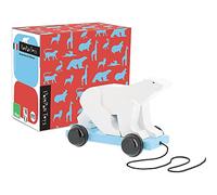 Vilac - Ours Blanc à Tirer Pompon - Jouet en Bois - Jouet à Promener pour Enfant - Ours Style de Rodin - Jouet Hommage - Jouet à Traîner pour Apprentissage de la Marche - 18 Mois et Plus