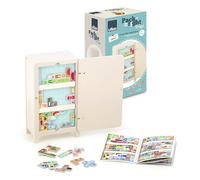 Vilac Jeu créatif Pack it Right Frigo – Frigo bois, 21 pièces magnétiques, 2 clayettes – Dès 5 ans