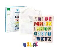 vilac - Puzzle ABC Alphabet à Encastrer - Apprentissage Enfants - Jeu Educatif - Mémorisation - Sac de Rangement - Jouet Durable - Label EPV - 2 Ans et Plus