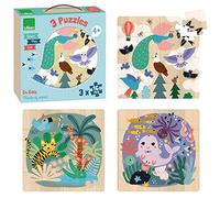 Vilac – Jouet en bois – Coffret 3 puzzles Terre‑Mer‑Ciel 16 pièces Multicolore dès 4 ans