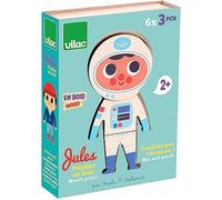 Vilac - Puzzles Jules à Habiller - Ingela P.Arrhenius - Jouet en Bois - Jeu Educatif - Jeu d'Imagination - Méthode Montessori - pour Enfants à Partir de 2 Ans, Bleu