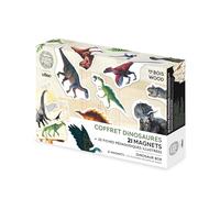 Vilac - Set de 21 Magnets Dinosaures - Muséum National d'Histoire Naturelle - transformez Vos Surfaces magnétiques en musée préhistorique avec Ces aimants en Bois - Apprendre en s'amusant dès 3 Ans