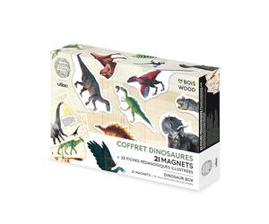 Vilac - Set de 21 Magnets Dinosaures - Muséum National d'Histoire Naturelle - transformez Vos Surfaces magnétiques en musée préhistorique avec Ces aimants en Bois - Apprendre en s'amusant dès 3 Ans
