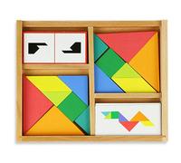Vilac - Tangram Battle Multicolore - 2 jeux, +100 cartes et 4 niveaux de difficultés - Jeu de rapidité -De 1 à 2 joueurs - Jeu De Plateau en bois - A partir de 5 ans - 6061