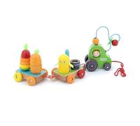 Vilac - Tracteur Multi-activités Jour de récolte - Jouet à traîner pour Enfant en Bois laqué - Encastrement, 2411, Multicolore