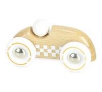 Vilac Voiture de course Mini Rallye Checkers – Bois naturel vernis, Beige – Dès 12 mois