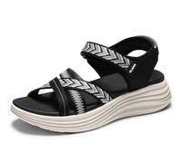 Vilanva Sandales de marche confortables pour femme - Sandales d'été décontractées avec boucle réglable et semelle intermédiaire rembourrée, noir, 38.5 EU