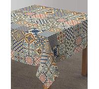 Vilber, Nappe en Tissu avec Impression Numérique, Prête à l'emploi, Rectangulaire, Enduite de Résine, avec Traitement Anti-Taches, Imperméable, Impression Carrelage. Mesure : 136x136 cm. Toledo R11.