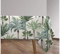 Vilber, Nappe en Tissu confectionné, rectangulaire, résinée, avec Traitement Anti-Taches, imperméable, Motif Tropical AZOR Vert, 136 x 240 cm