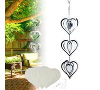 Vilbocr Carillon éolien en forme de cœur 3D en acier inoxydable argenté - En forme de cœur - Répulsif contre les oiseaux - Pour extérieur, intérieur, salon, fenêtre, couloir, cour, jardin (3 types
