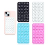 Vilbocr Lot de 4 supports à ventouse pour téléphone avec dos adhésif - 28 micro poignées sous vide pour salle de bain, tableau de bord de voiture, salle de sport - Sticks sur carrelage/verre/miroir