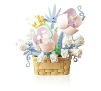 Vilbocr Lot de mini blocs de construction en forme de fleurs, jouets pour plantes et plantes succulentes, bloc de construction, pot de fleurs, collection botanique, cadeau d'anniversaire (Narcisse 166