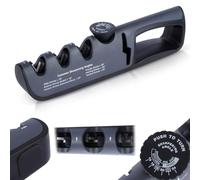 Vilde Aiguiseur de couteaux avec réglage en continu de l'angle 14-24 - Universel pour couteaux en acier/céramique et ciseaux - Boîtier en graphite robuste - 4 zones abrasives pour aiguiser et polir